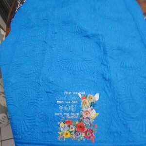 Vibrant Blue Floral Embroidered Baby Blanket